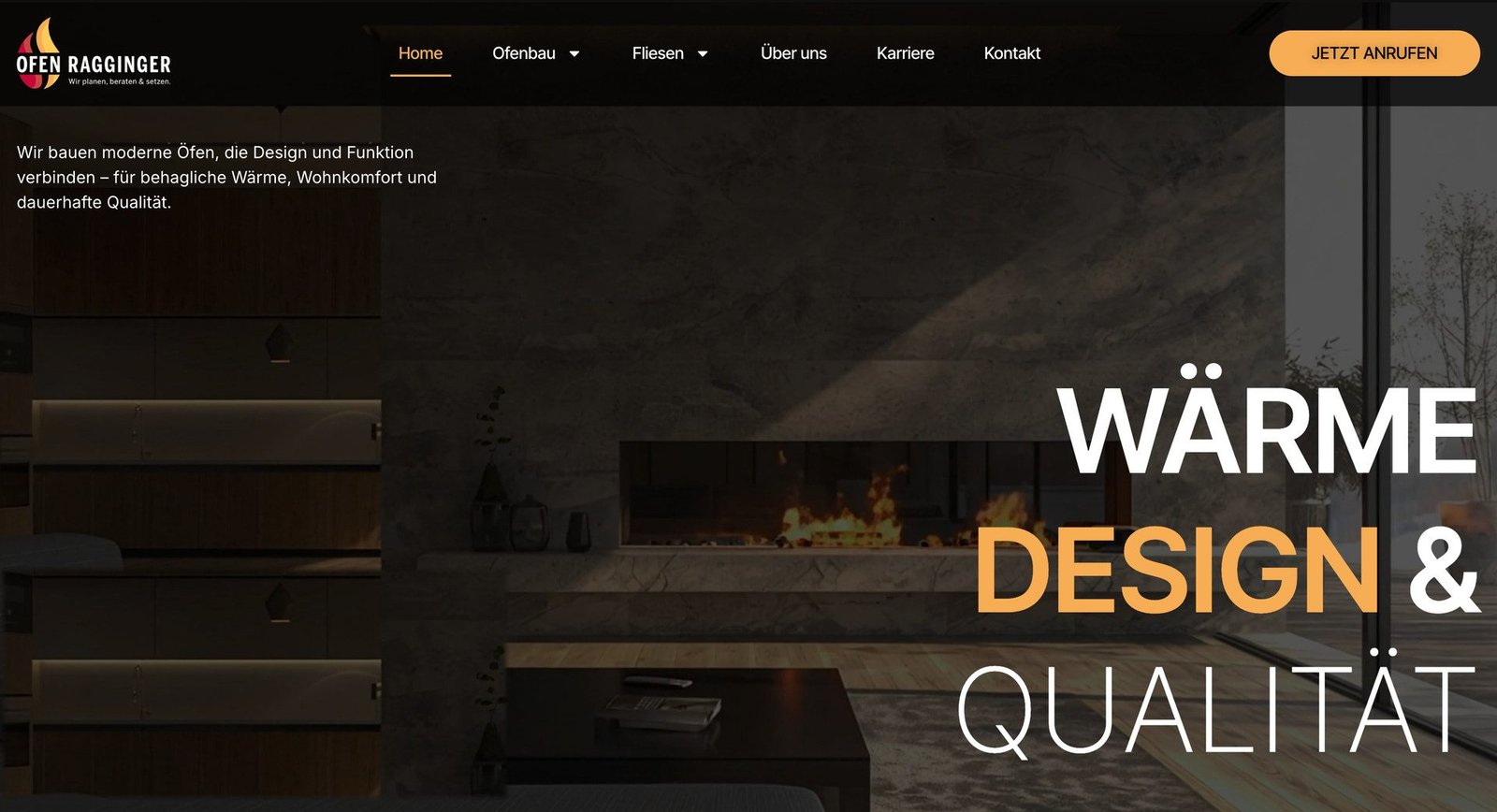 Website Ofen Ragginger – Desktop-Ansicht