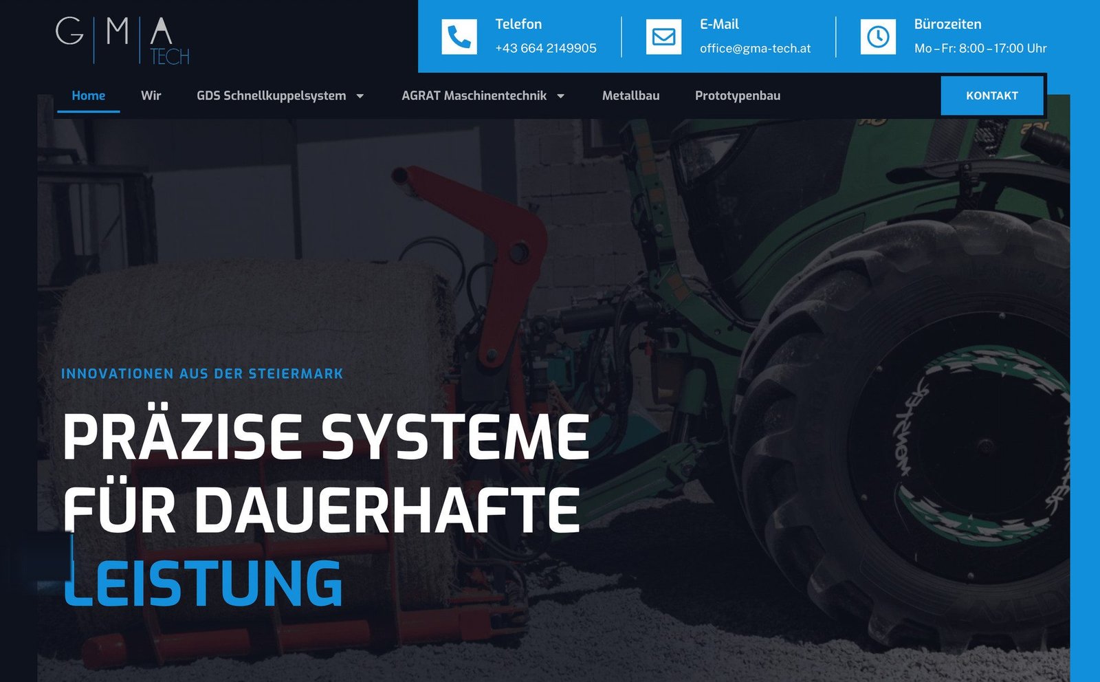 Website GMA-Tech – Desktop-Ansicht